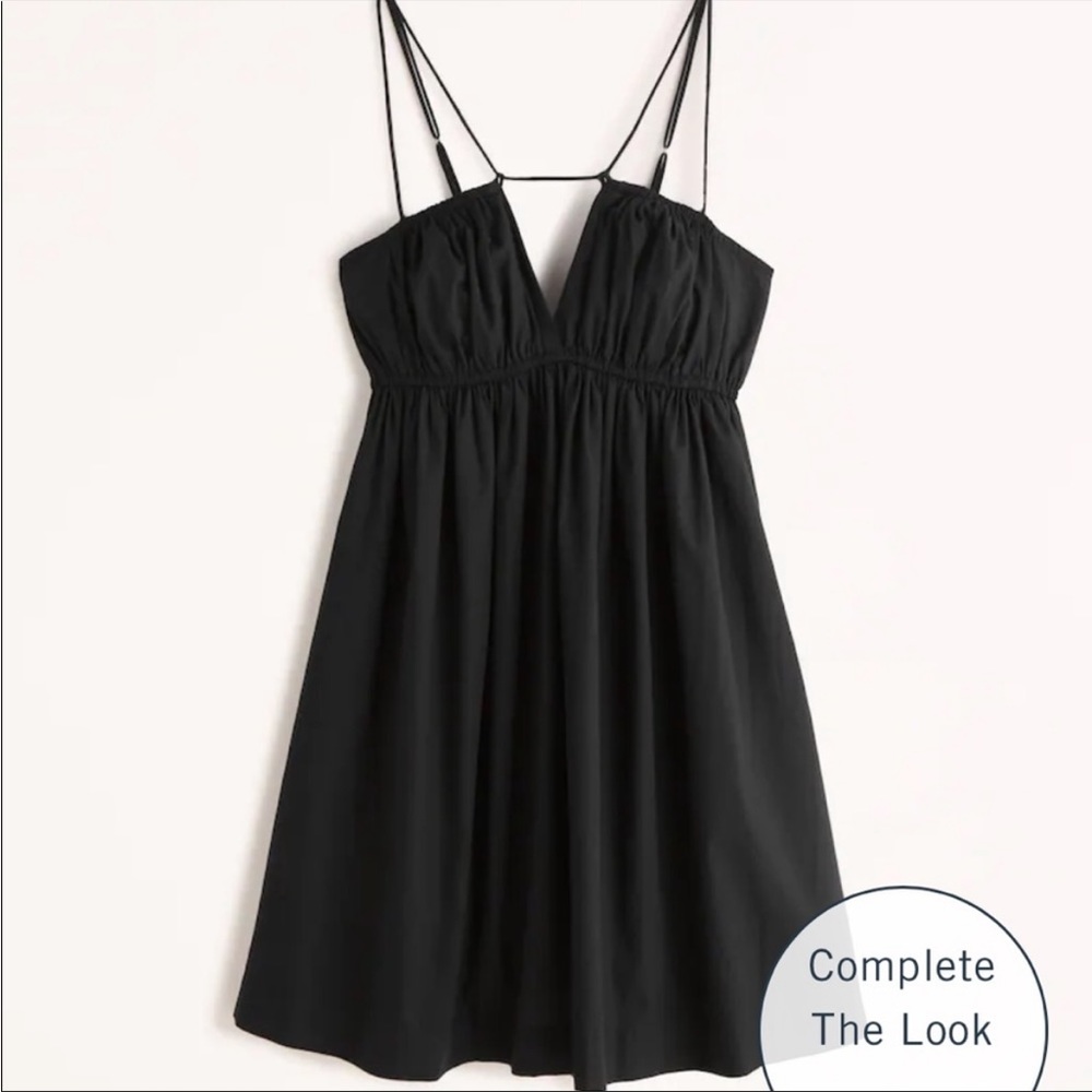Strappy Babydoll Mini Dress Abercrombie & Fitch Black